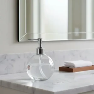Dispenser redondo de vidrio con dosificador