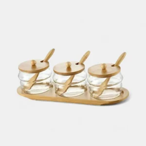 Especiero con base y tapa de bamboo x3