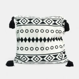 Funda de almohadón estampada con flecos 45x45 cm