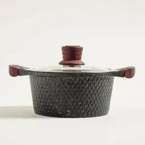 Olla Dark Granite tapa de vidrio 28 cm