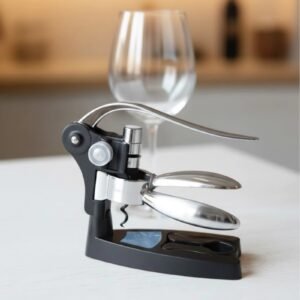 Set sacacorchos plateado con pedestal