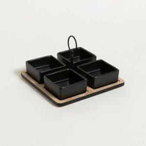 Set x4 copetineros cuadrados con base de bamboo