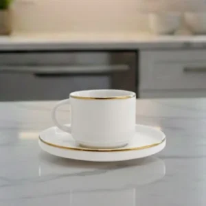 Taza y plato Macchiato Sakura Gold 80 ml x6 unidades